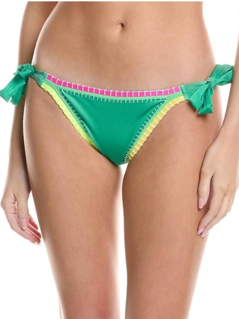 🌻NEW w/tag PQ Swim x Solange Ferrarini Green Crochet Trim Bikini Bottom Size S